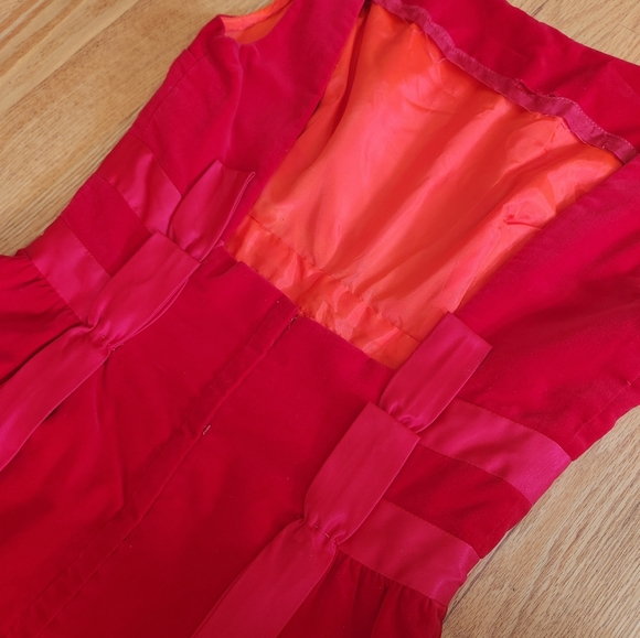 Vintage, 1960s Emma Domb Floor Length Sheath Formal Dress in Red with Ri… - Picture 10 of 12